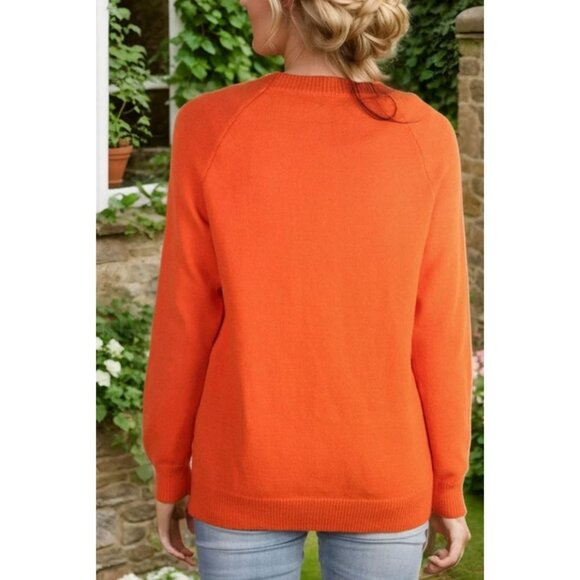 Womens 2XL  Halloween Orange Sweater Pumpkin Face Design Cozy & Fun Festive - Picture 3 of 11